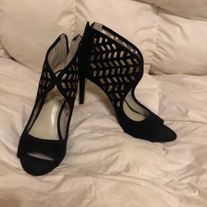 BCBG open toe heels with cutout design